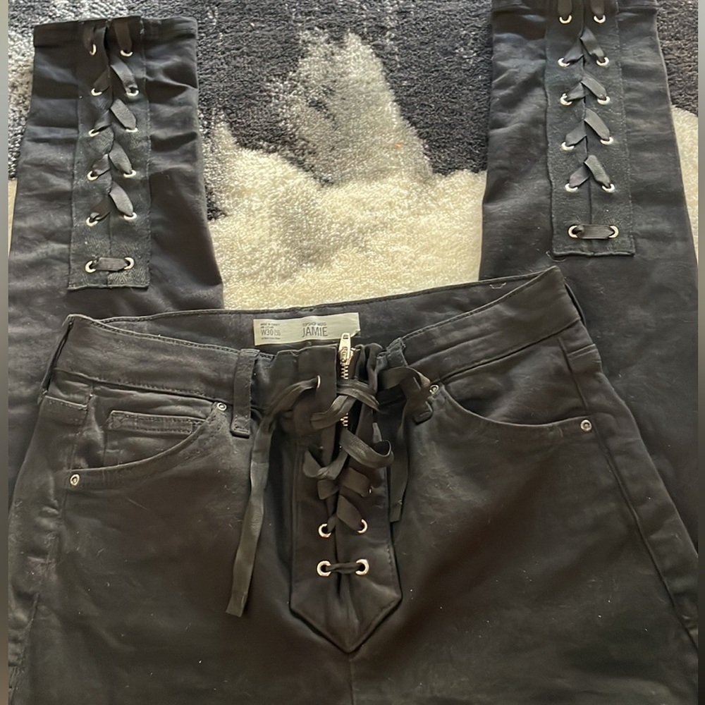 Topshop Jamie Corset Black Jeans Size 30w